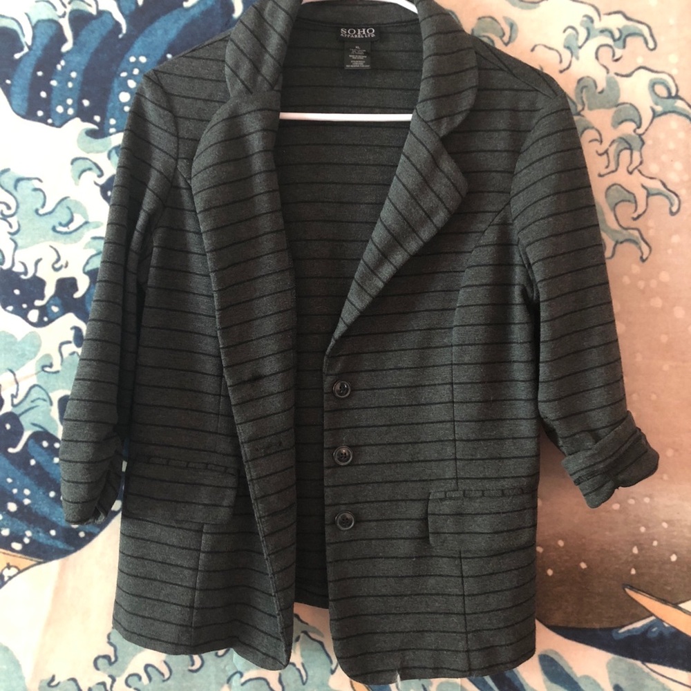 Comfy Gray Cotton/Polyester light weight blazer